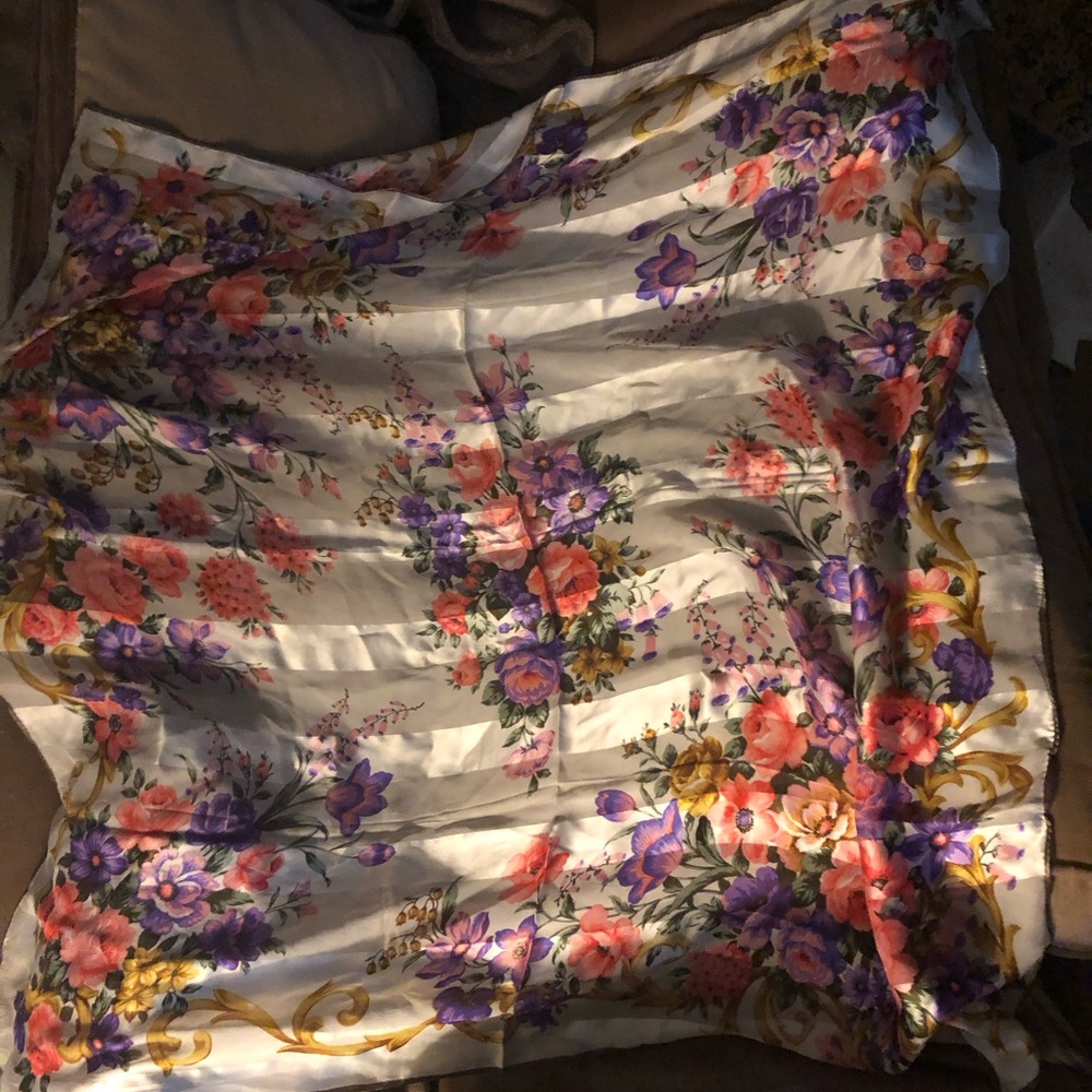 Designer Silk Floral Scarf- $50 or $45 w/offer 7A